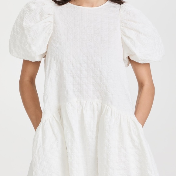 English Factory Back Tie Jacquard Puff Dress - Picture 4 of 6